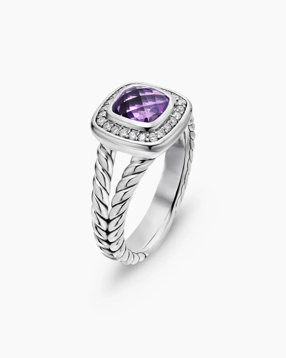 Petite Albion® Ring Sterling Silver with Amethyst and Diamonds