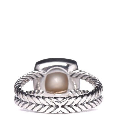 Sterling Silver Diamond White Agate 7mm Petite Albion Ring