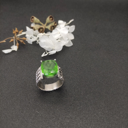Petite Wheaton® Ring Sterling Silver with Prasiolite and Diamonds