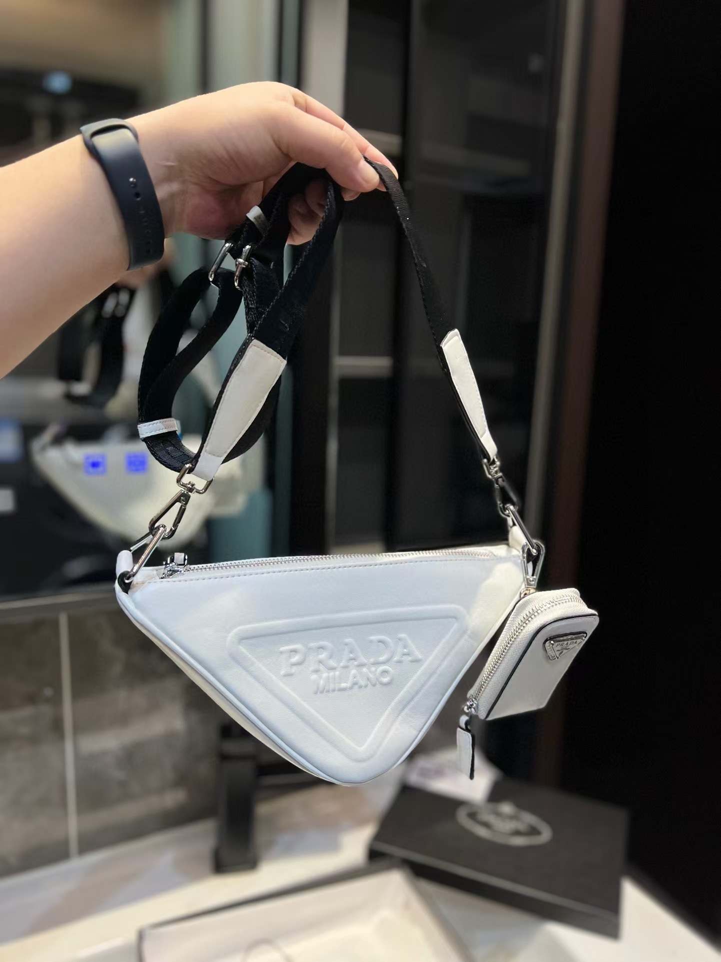 Triangle leather mini-bag