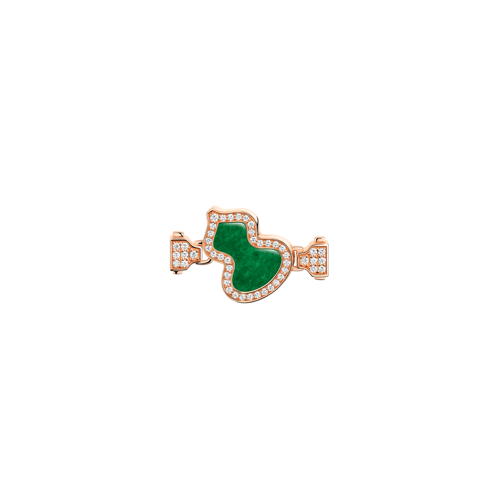 Small Wulu buckle in 18K rose gold with diamonds and jade