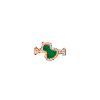 Small Wulu buckle in 18K rose gold with diamonds and jade