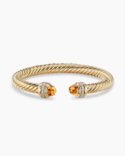 Classic Cablespira庐 Bracelet 18K Yellow Gold with Citrine and Diamonds, 7mm