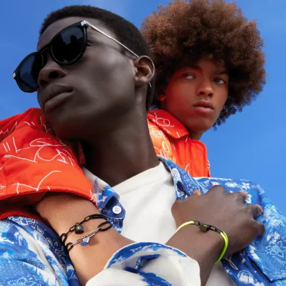 Silver Lockit Bracelet, Silver and Blue Polyester Cord