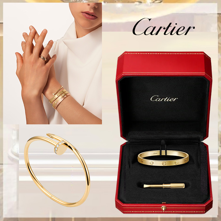 LOVE BRACELET, CLASSIC MODEL, BRUSHED & JUSTE UN CLOU BRACELET, CLASSIC MODEL, DIAMONDS