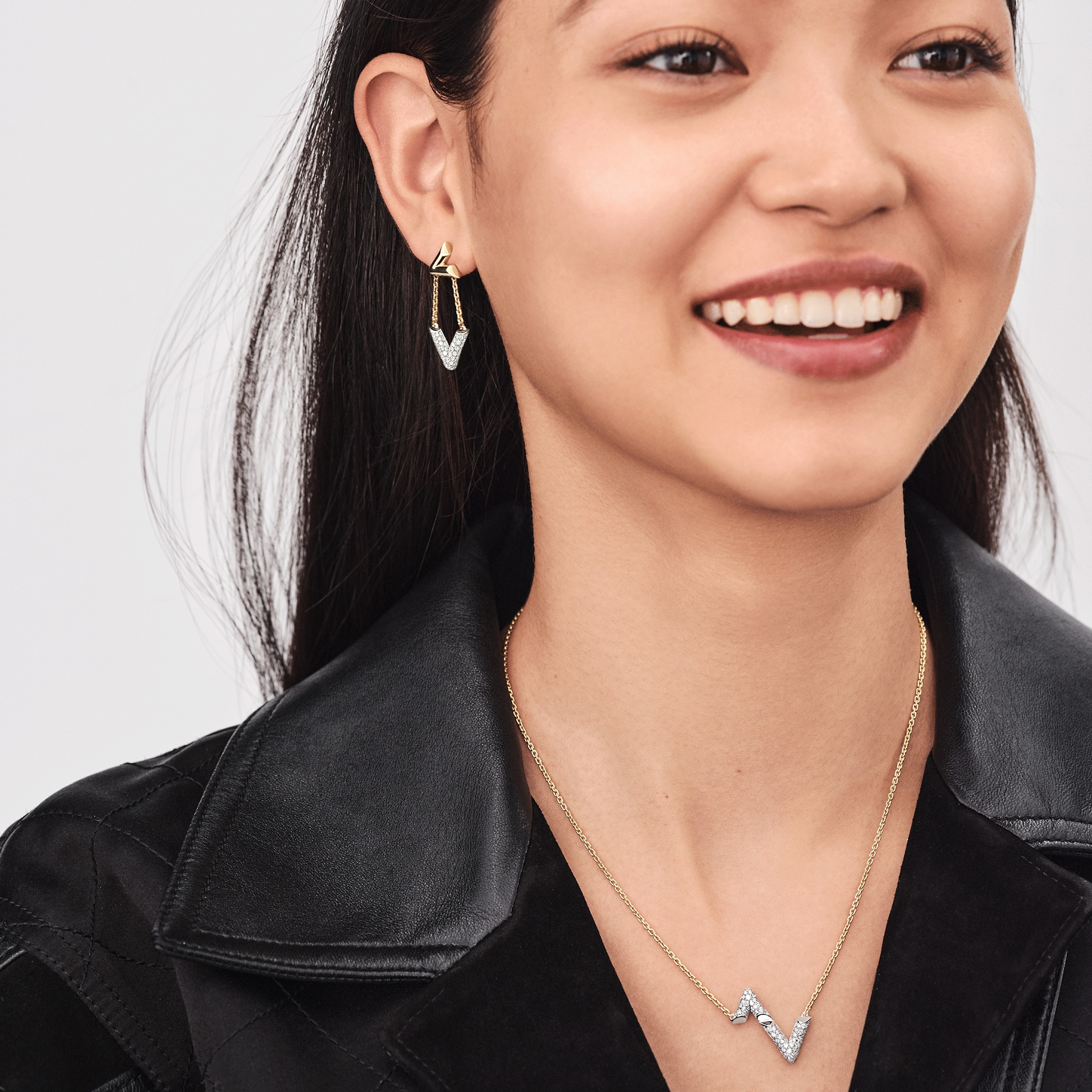 Volt Upside Down Earrings, Yellow Gold, White Gold And Diamonds