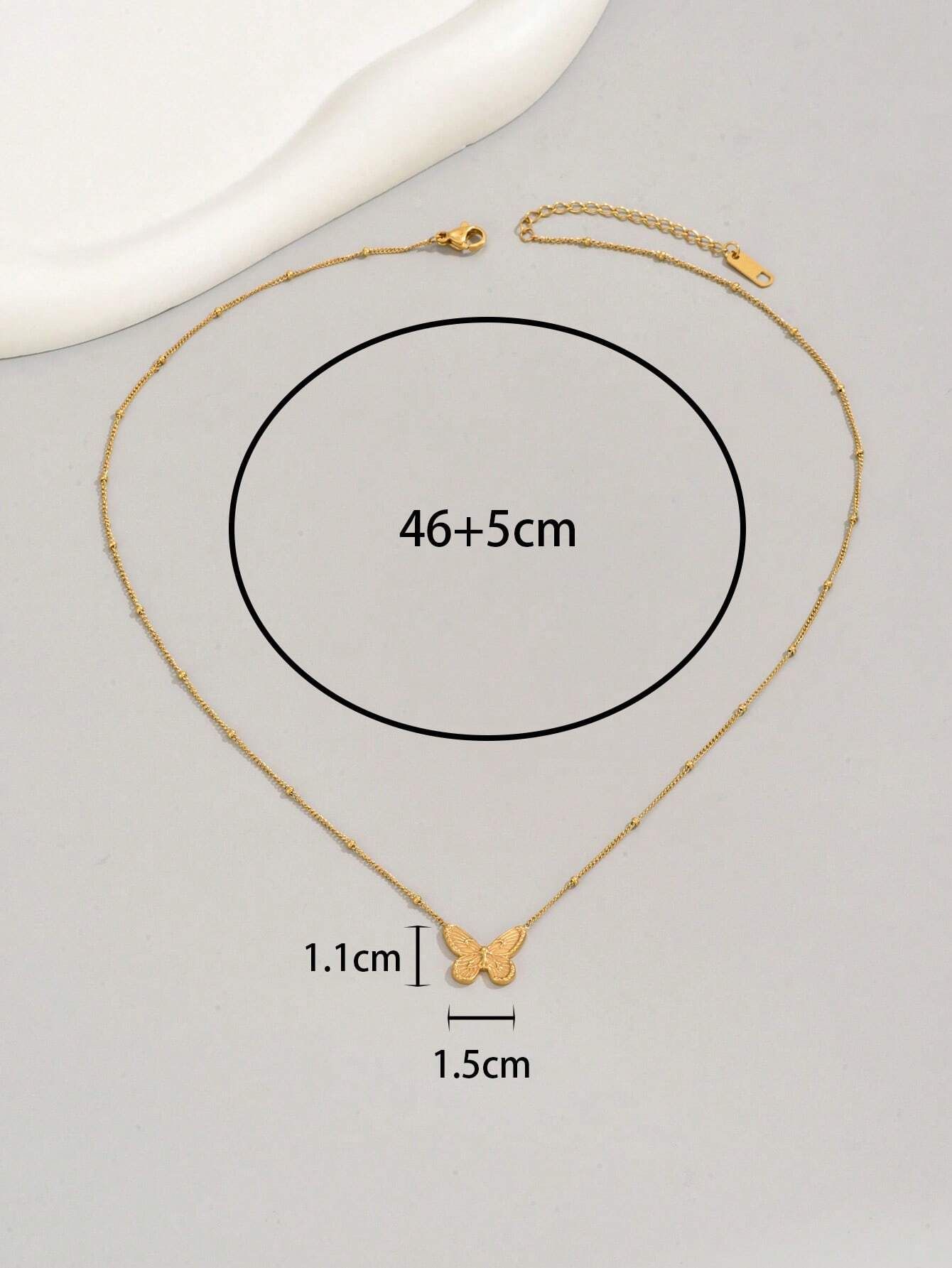 1pc Bow Ring Butterfly Gold Color Stainless Steel Necklace Suitable For Women's Daily Wear And Holiday Gift, Sister Gifts