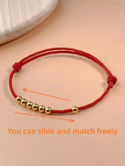 1pc Simple Style Adjustable Ladies Bracelet With 7 Golden Copper Beads