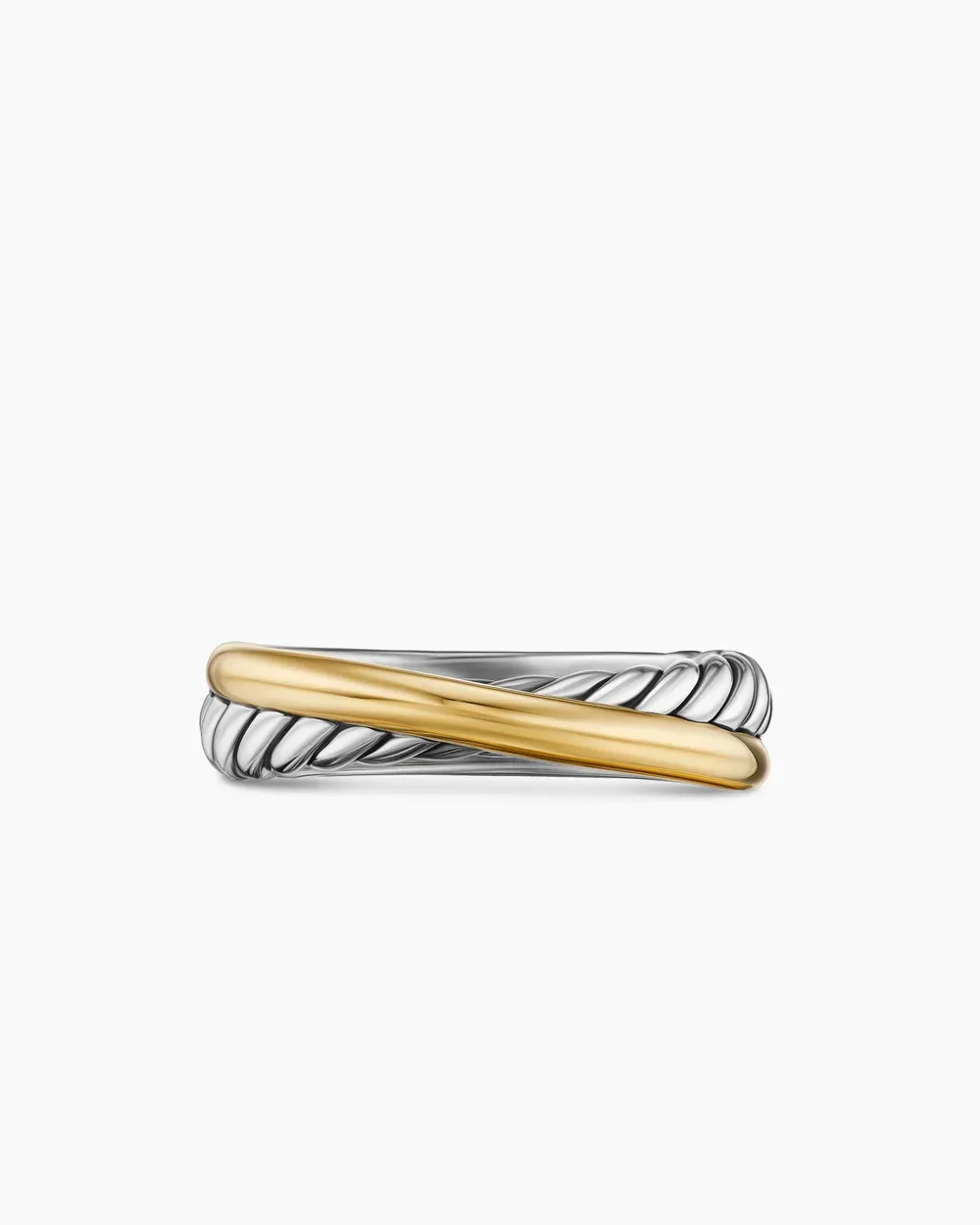 Crossover Band Ring Sterling Silver with 18K Yellow Gold