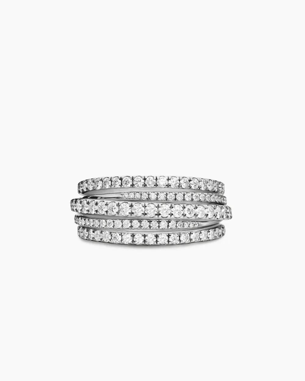 Pavé Crossover Ring 18K White Gold with Diamonds