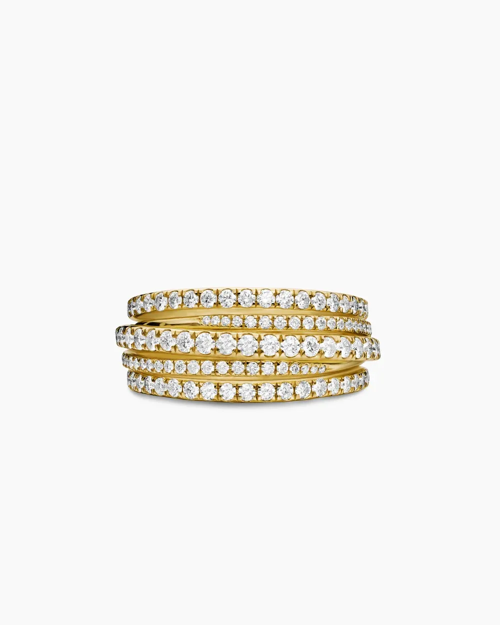 Pavé Crossover Ring 18K Yellow Gold with Diamonds