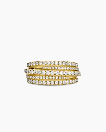 Pavé Crossover Ring 18K Yellow Gold with Diamonds