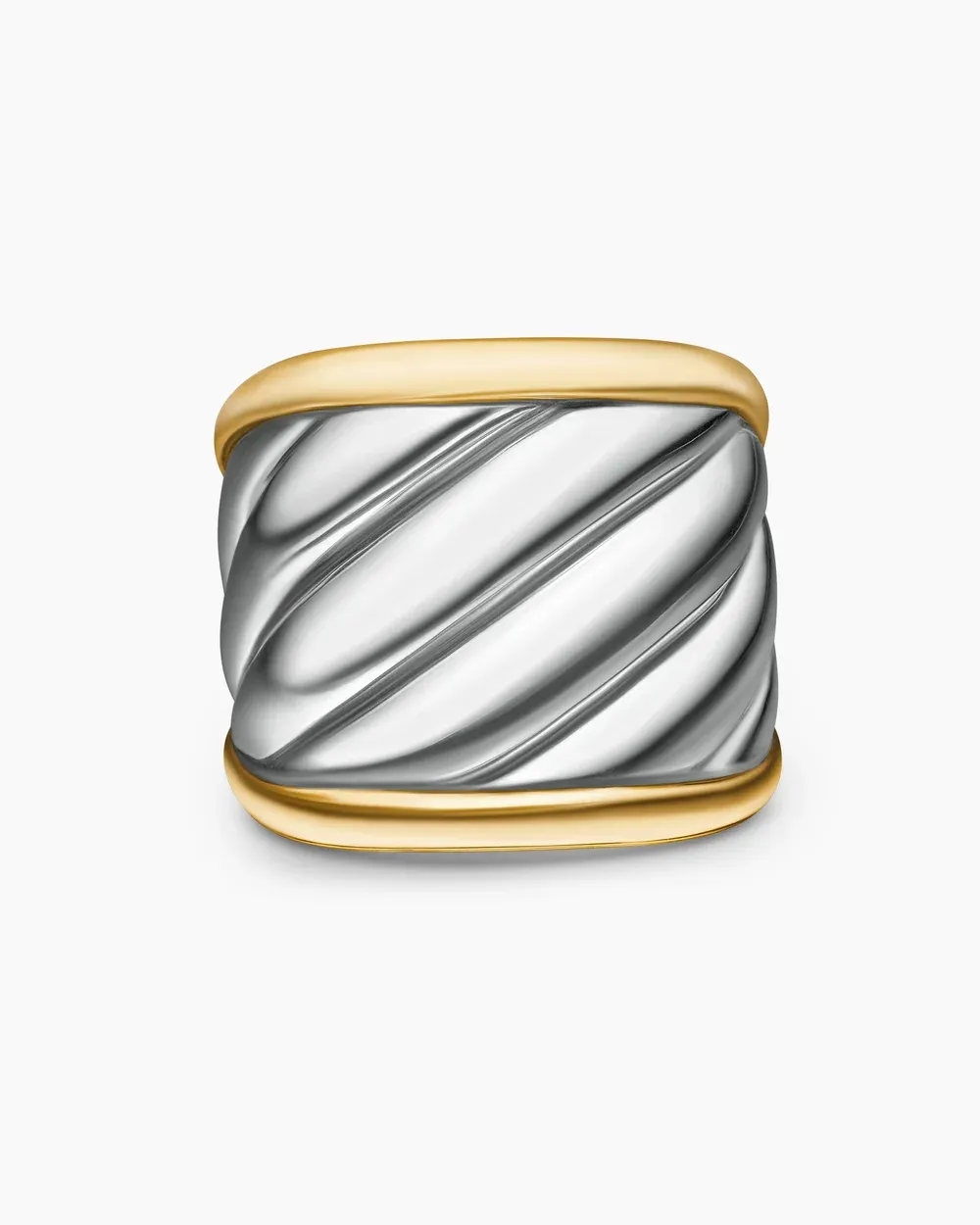 Sculpted Cable Saddle Ring Sterling Silver with 18K Yellow Gold
