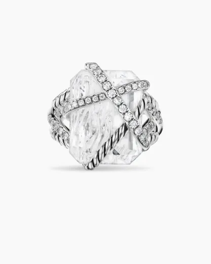 Cable Wrap Ring Sterling Silver with Crystal and Diamonds
