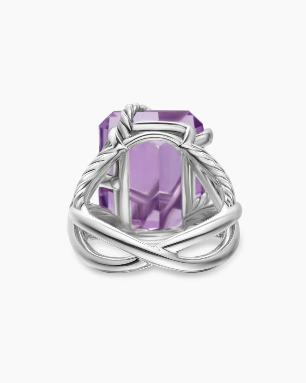 Cable Wrap Ring Sterling Silver with Lavender Amethyst and Diamonds