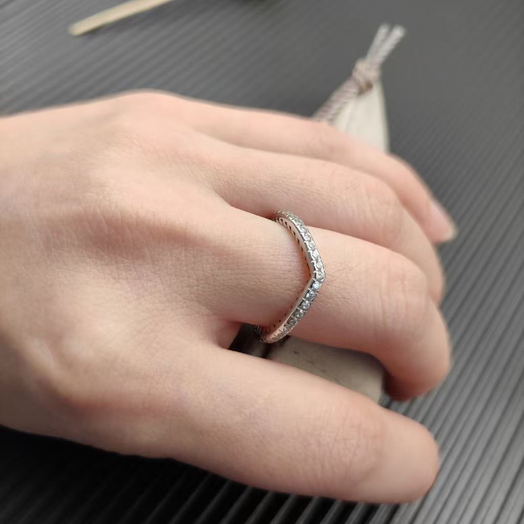 Cable Collectibles® Heart Stack Ring Sterling Silver with Pavé Diamonds