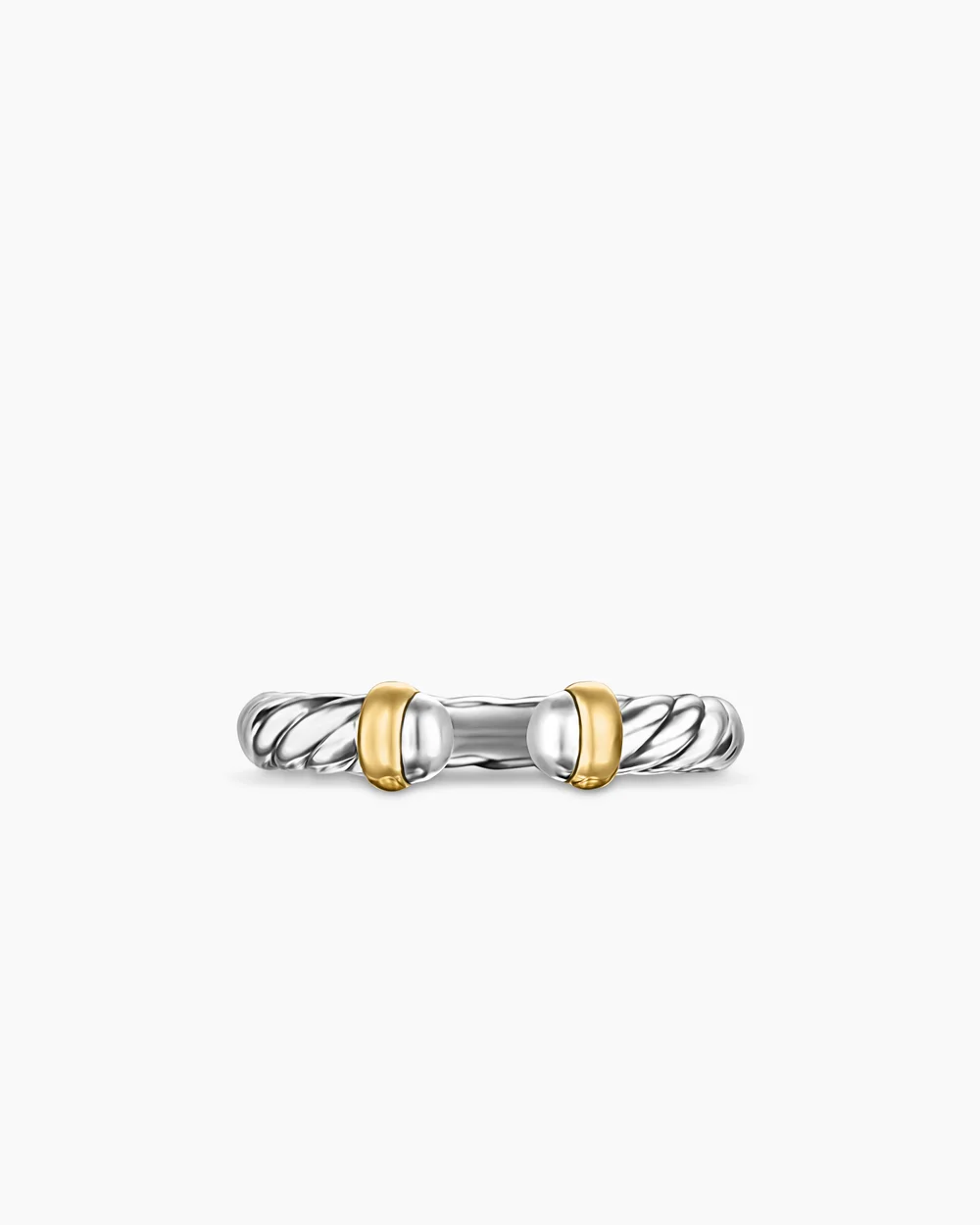 Petite Cable Ring Sterling Silver with 14K Yellow Gold