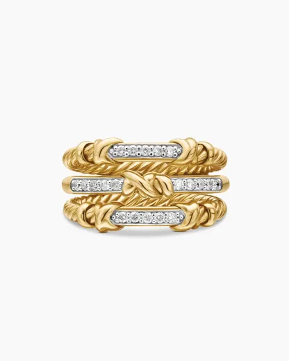 Petite Helena Wrap Three Row Ring 18K Yellow Gold with Diamonds,