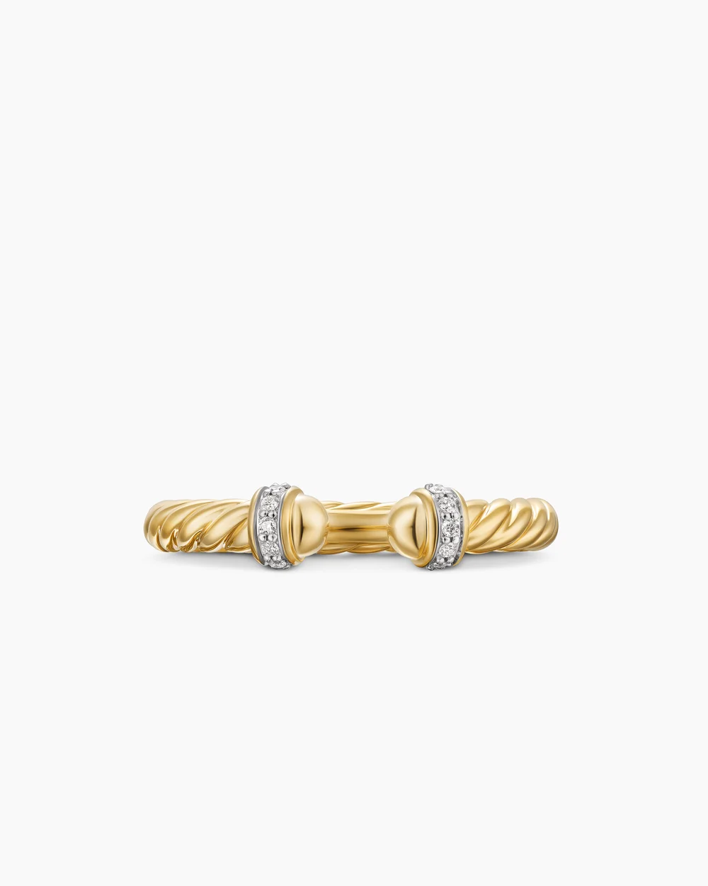 Cable Band Open Ring 18K Yellow Gold with Diamonds