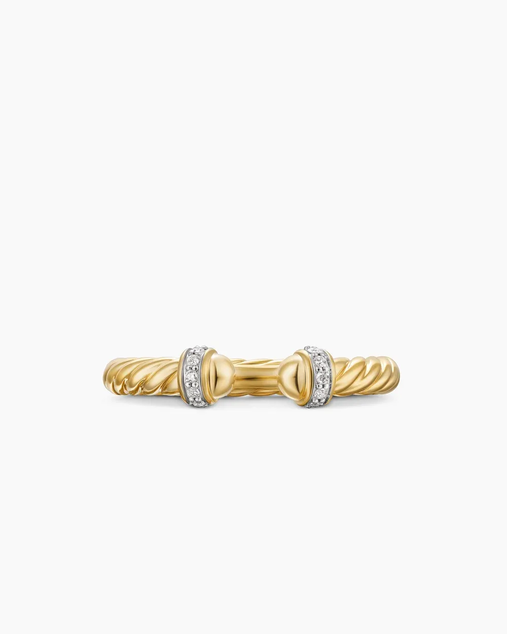 Cable Band Open Ring 18K Yellow Gold with Diamonds