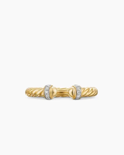 Cable Band Open Ring 18K Yellow Gold with Diamonds