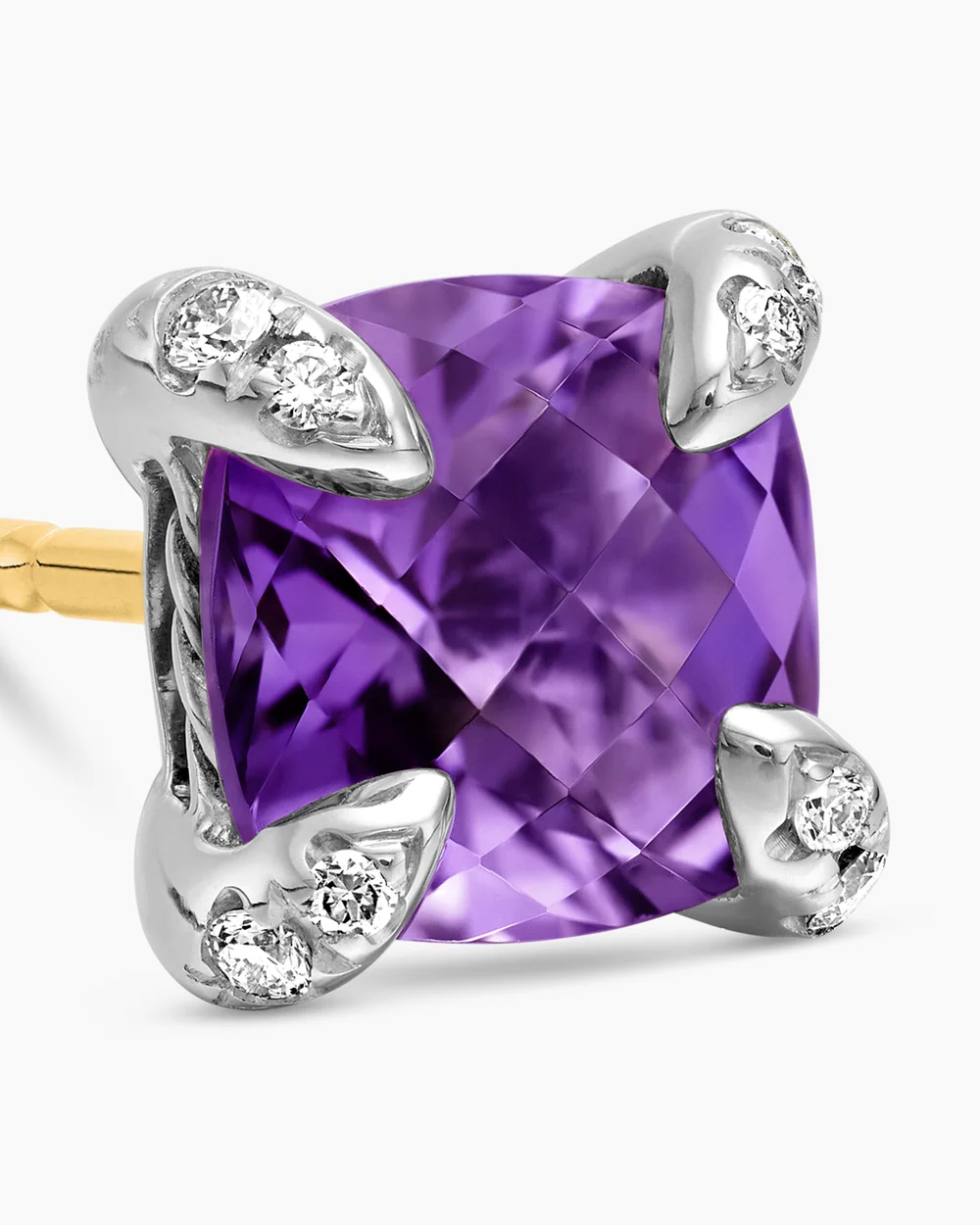 Petite Chatelaine® Stud Earrings Sterling Silver with Amethyst and Diamonds