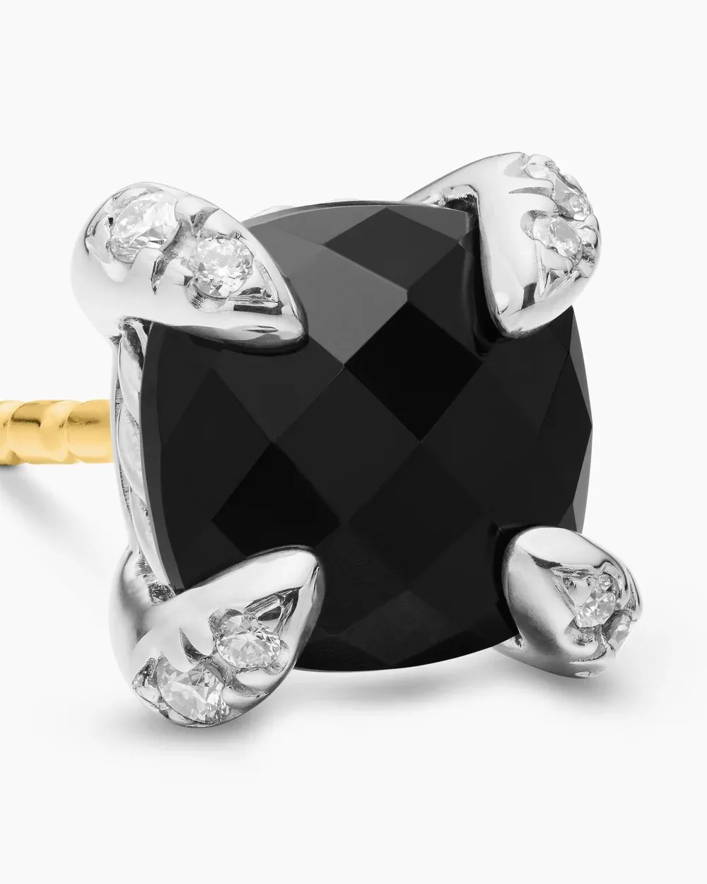 Petite Chatelaine® Stud Earrings Sterling Silver with Black Onyx and Diamonds