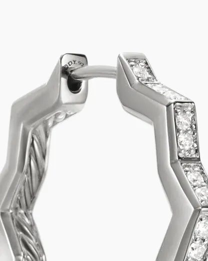Zig Zag Stax™ Hoop Earrings Sterling Silver with Diamonds