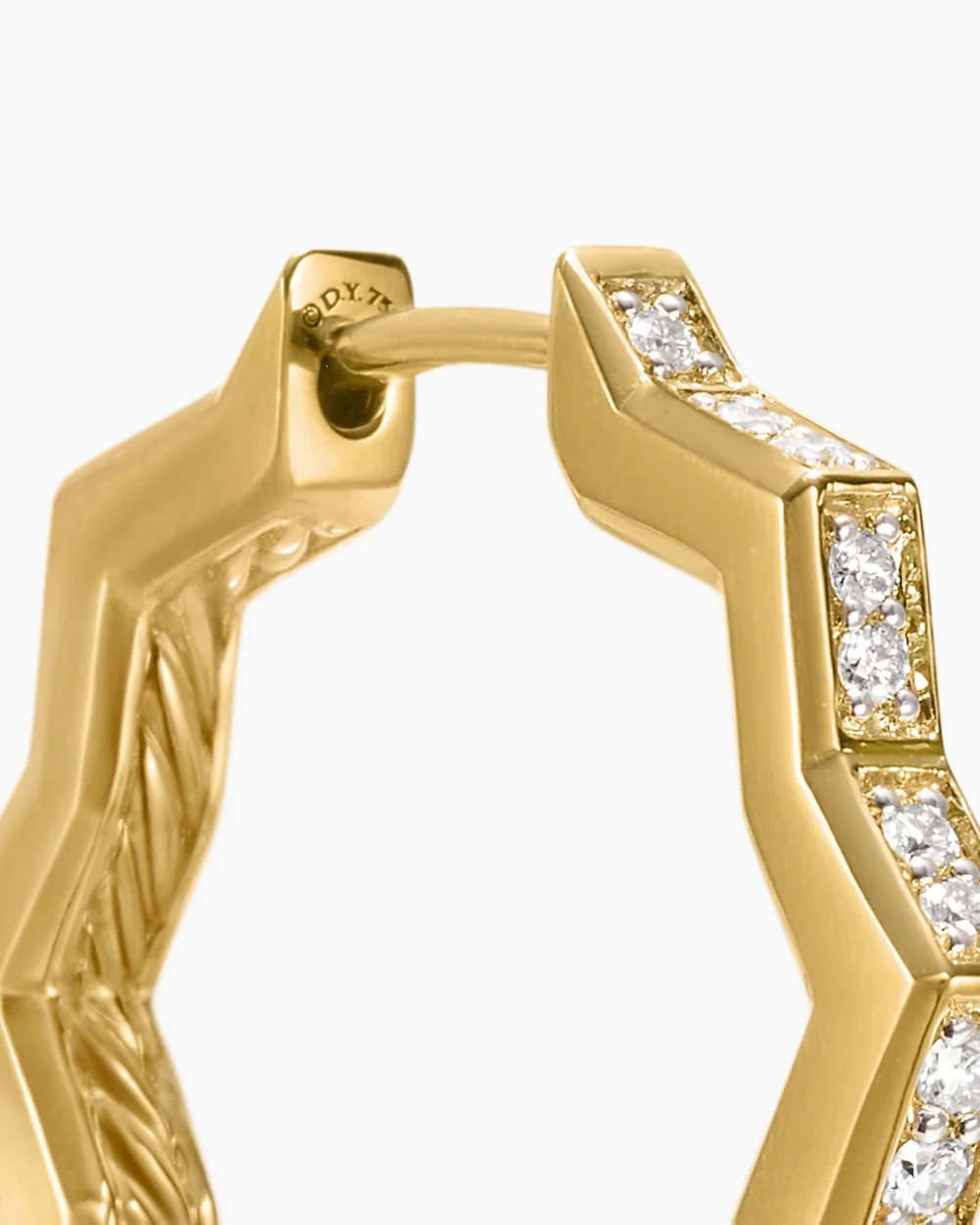 Zig Zag Stax™ Hoop Earrings 18K Yellow Gold with Diamonds