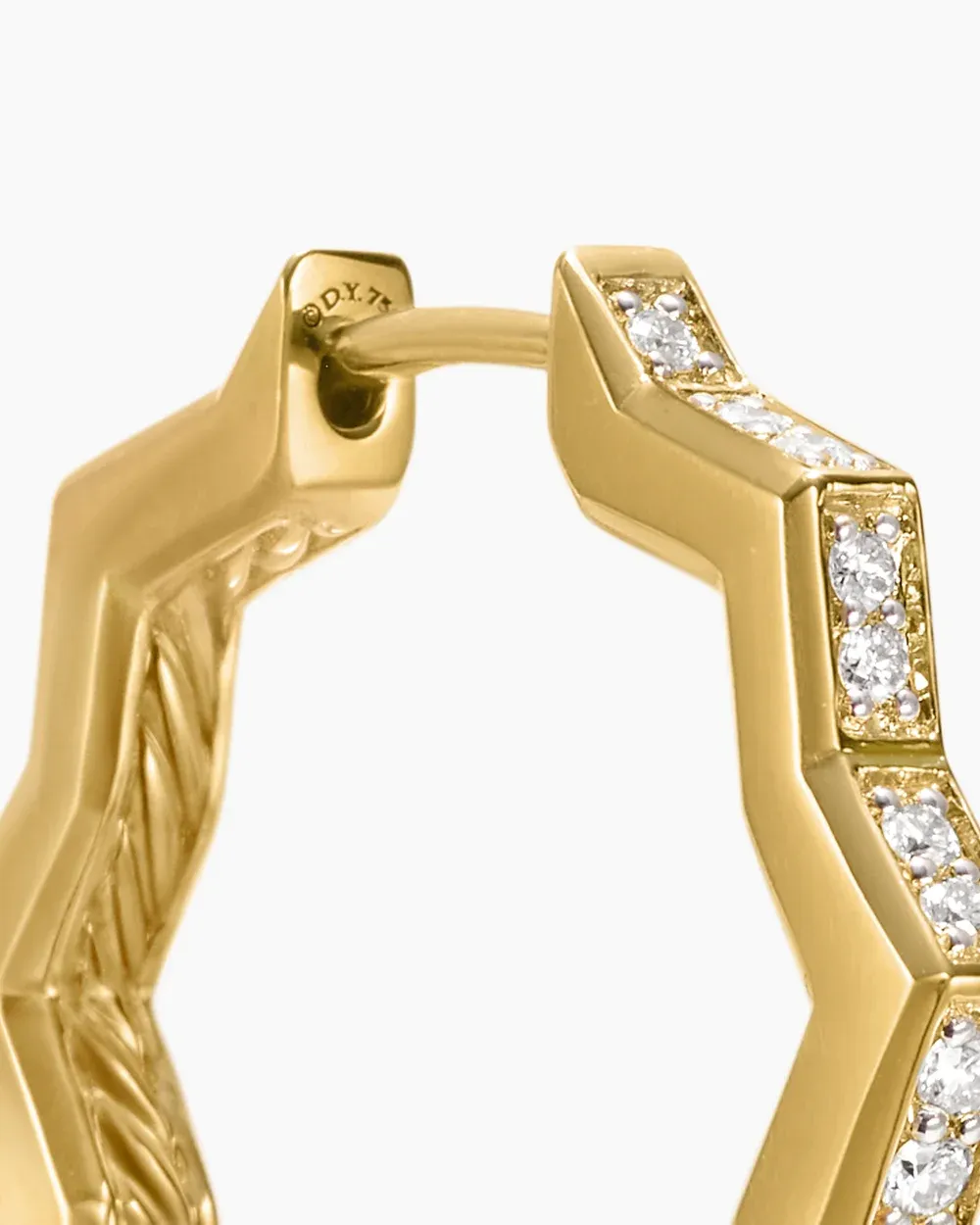 Zig Zag Stax™ Hoop Earrings 18K Yellow Gold with Diamonds