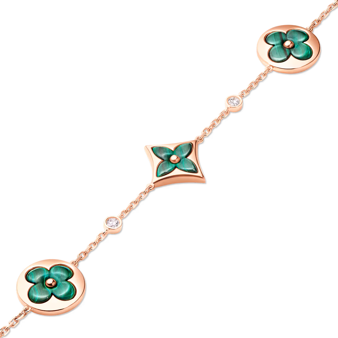 Color Blossom Bb Multi-Motif Bracelet, Pink Gold, Malachite And Diamonds