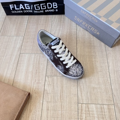 Deluxe Brand Black/Silver Glitter Superstar Sneakers