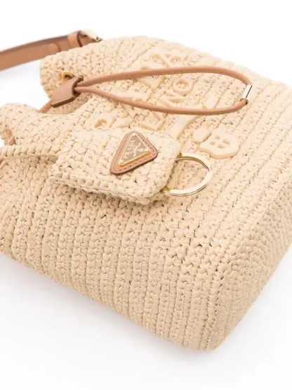 Crochet and Leather Mini-Bucket Bag