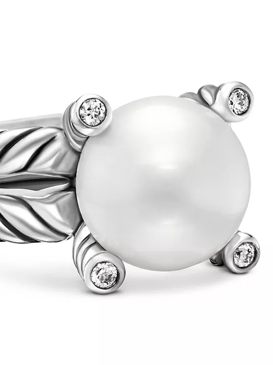 Dathtvid Yurthtman  Cable Collectibles® Pearl Ring with Diamonds