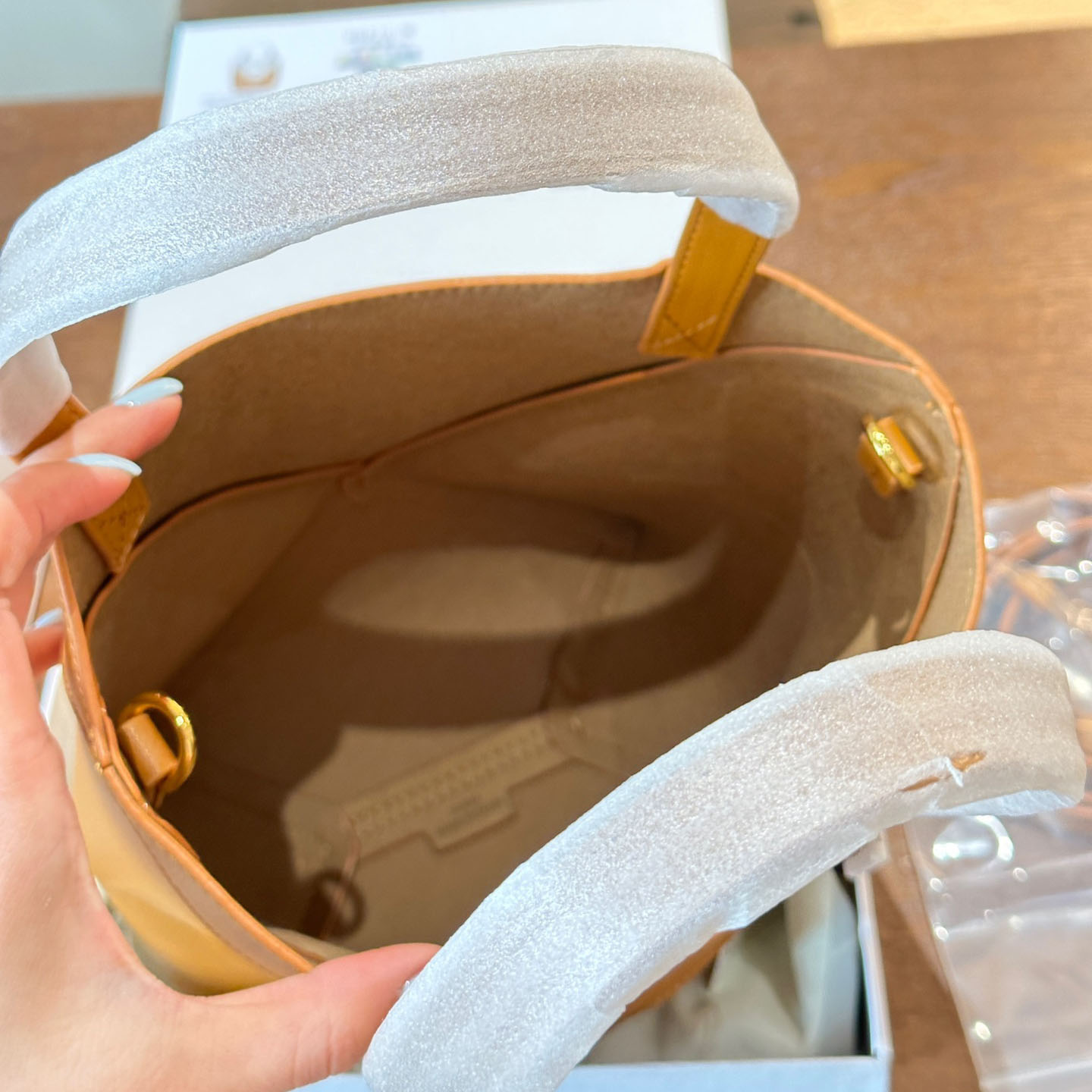 Puzzle Fold tote in shiny calfskin