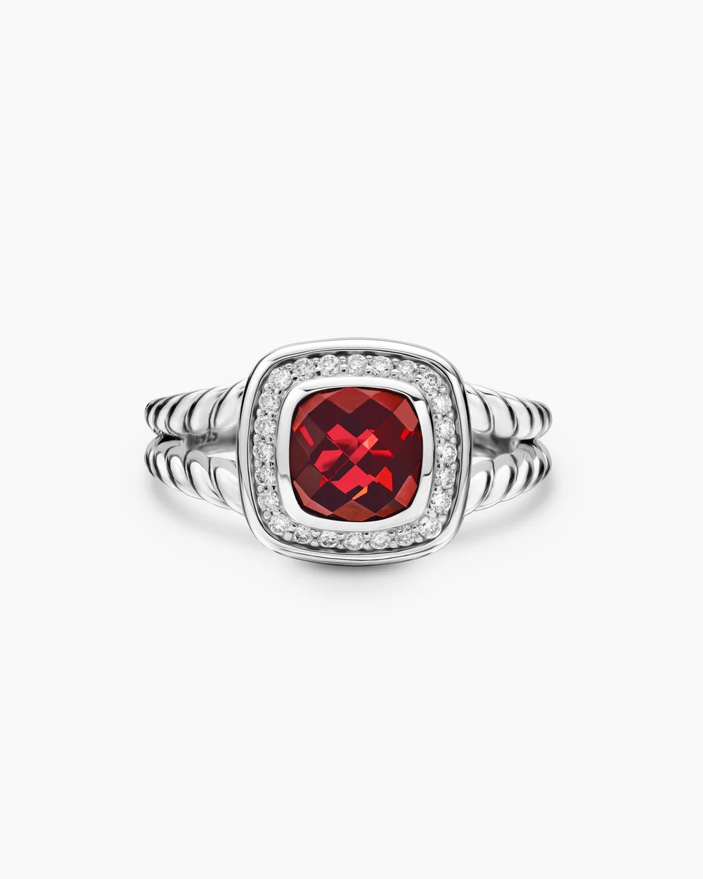 Petite Albion® Ring Sterling Silver with Garnet and Diamonds