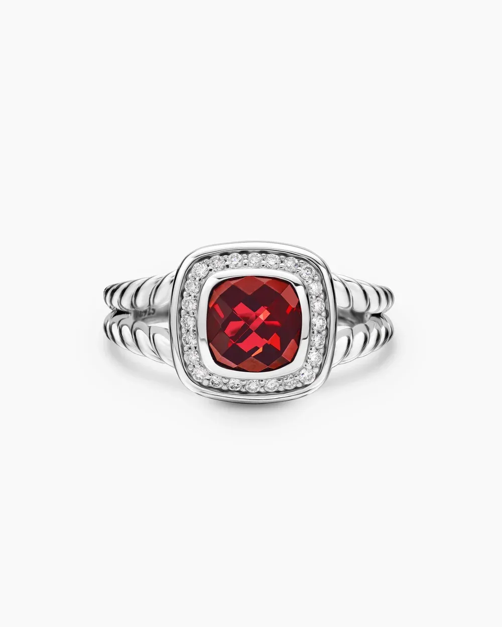 Petite Albion® Ring Sterling Silver with Garnet and Diamonds