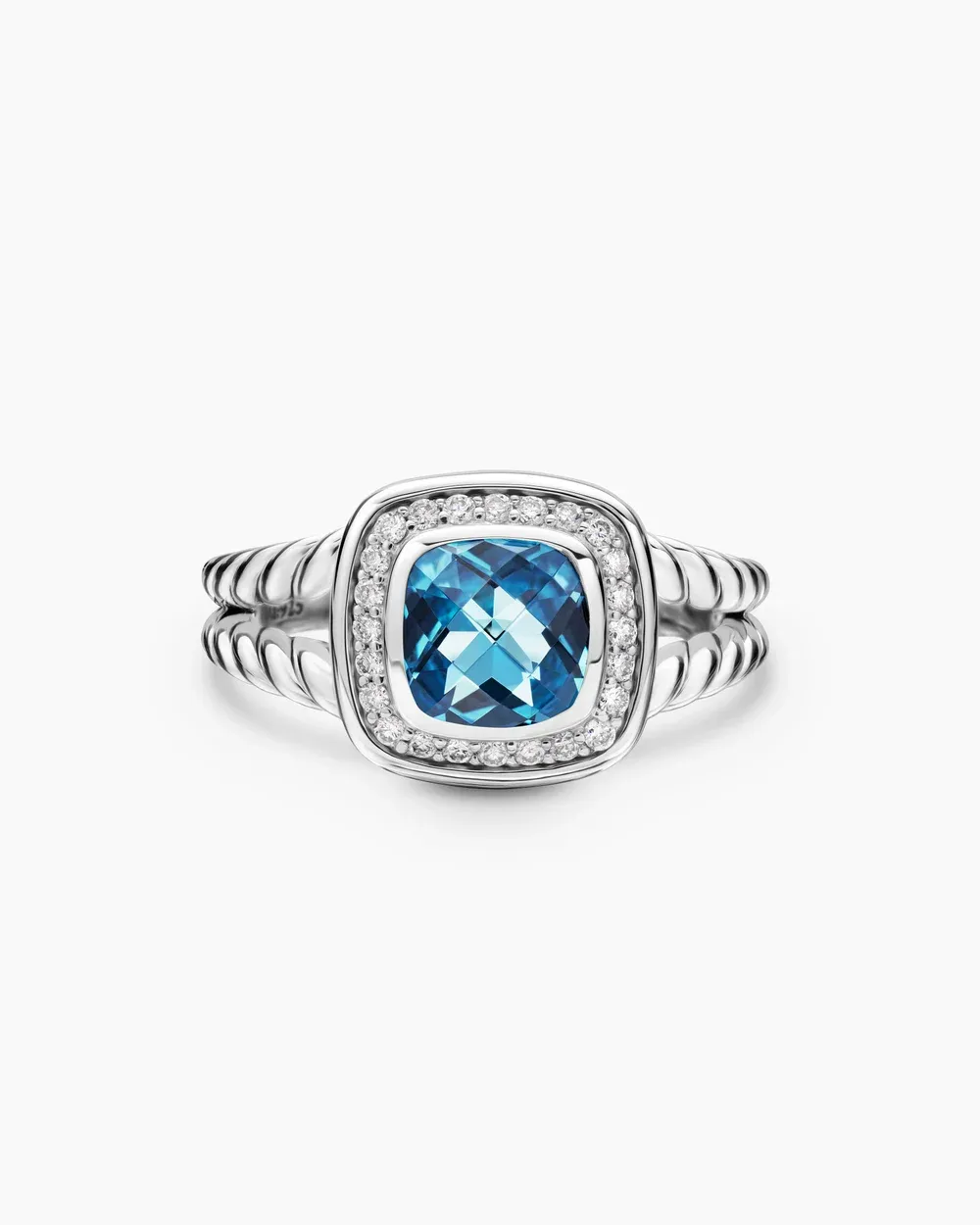 Petite Albion® Ring Sterling Silver with Blue Topaz and Diamonds