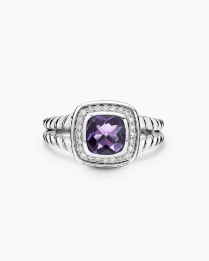 Petite Albion® Ring Sterling Silver with Amethyst and Diamonds