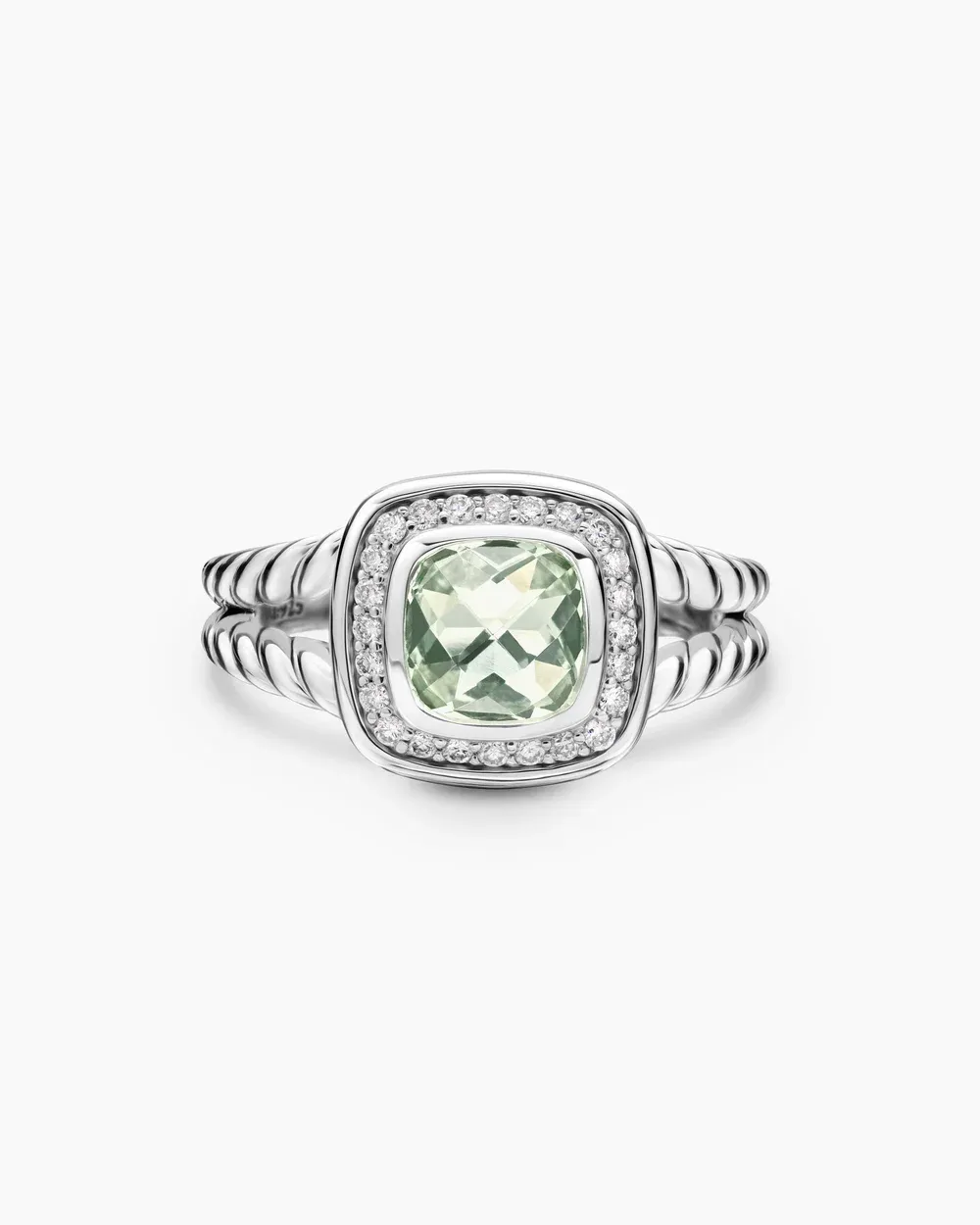 Petite Albion® Ring Sterling Silver with Prasiolite and Diamonds