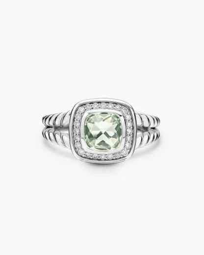 Petite Albion® Ring Sterling Silver with Prasiolite and Diamonds