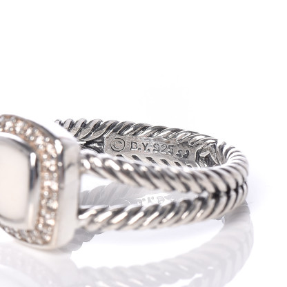 Sterling Silver Diamond White Agate 7mm Petite Albion Ring