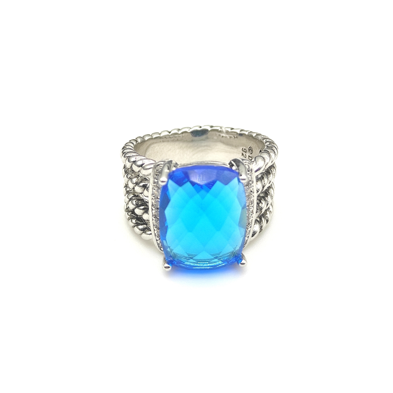 Petite Wheaton® Ring Sterling Silver with Hampton Blue Topaz and Diamonds