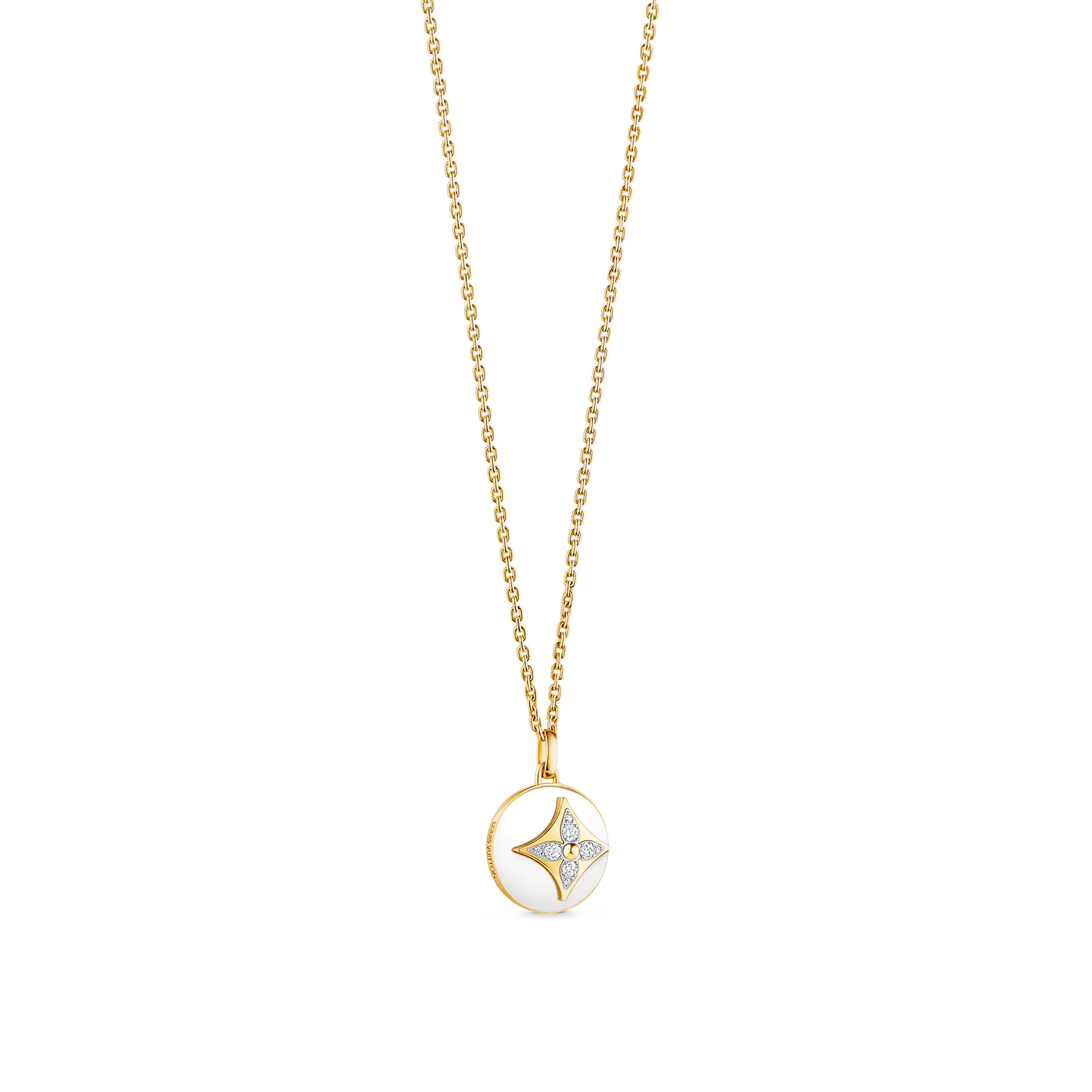 B Blossom Medallion, Yellow Gold, White Gold, White Agate And Diamonds