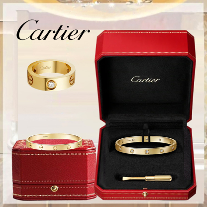 3‑Piece Carthttier Stack – Love, Yellow Gold & Diamonds