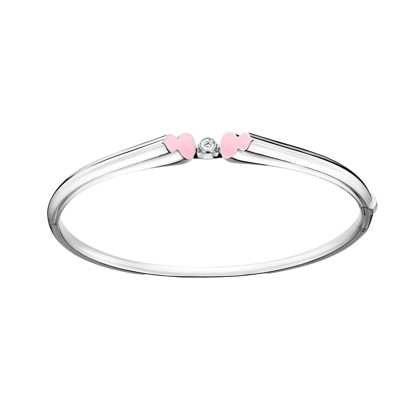 Wulu bangle in 18K white gold with diamond and pink HyCeram®