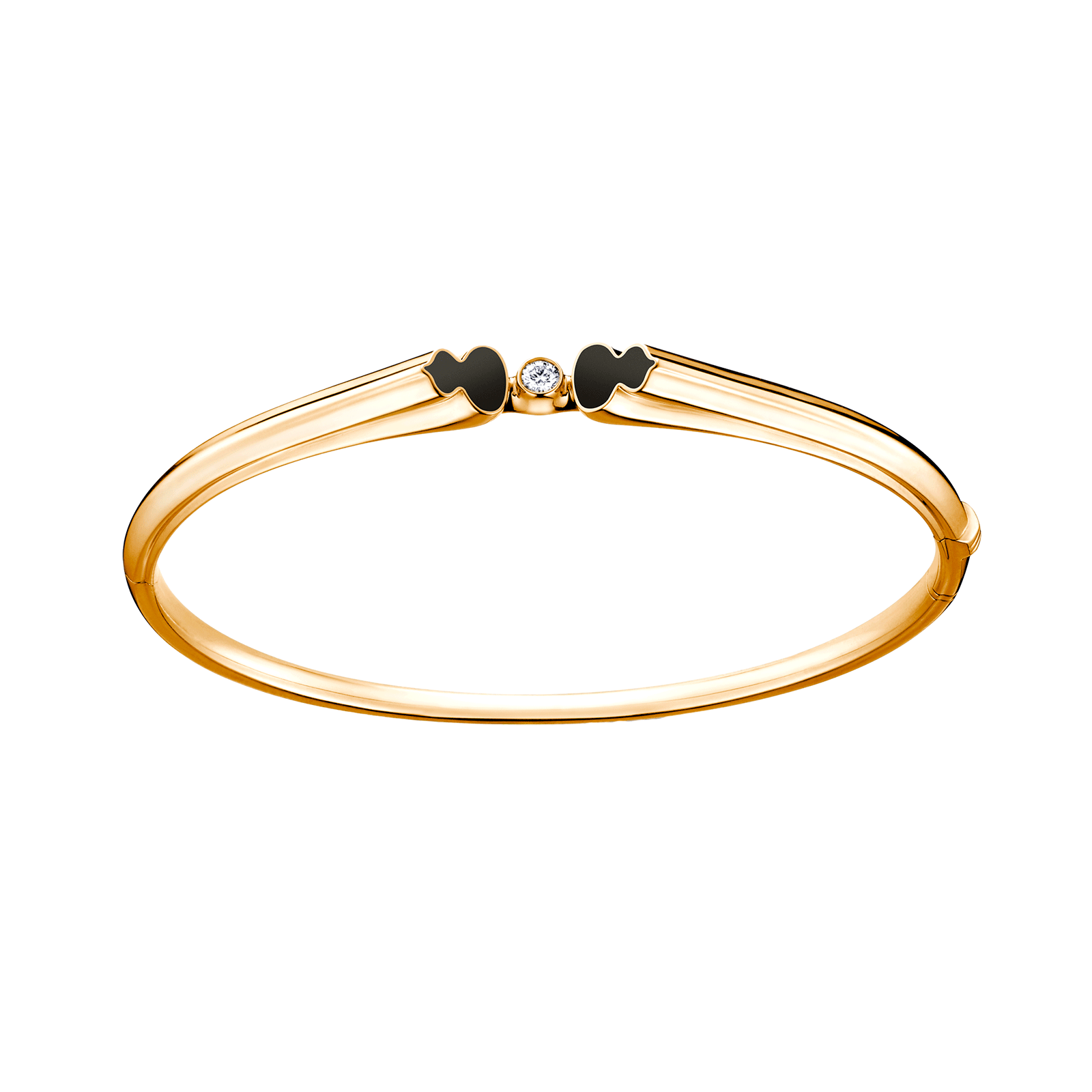 Wulu bangle in 18K yellow gold with diamond and black HyCeram®