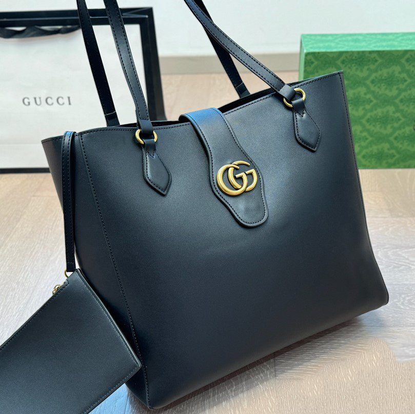 New Sakai Calfskin Lux Medium Dahlia Tote Black