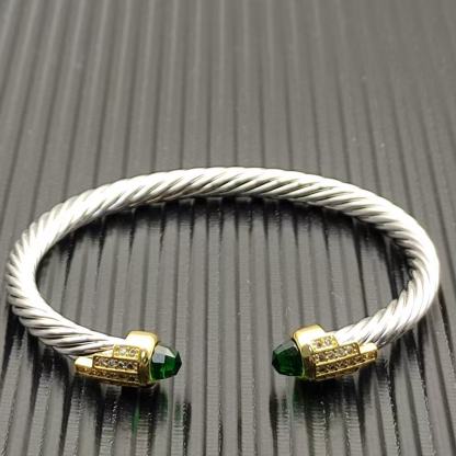5mm Cable Bracelet with Dark Peridot & Diamond Accents