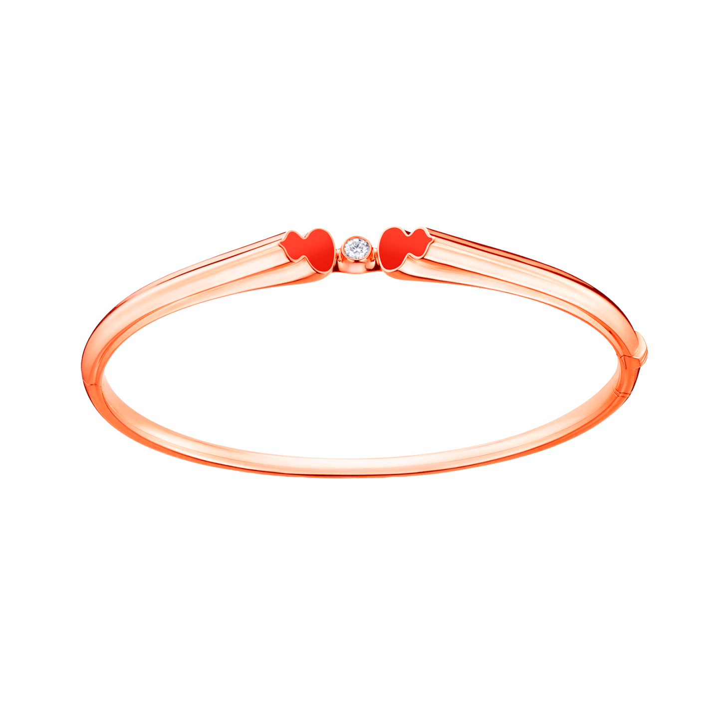 Wulu bangle in 18K rose gold with diamonds and red HyCeram®